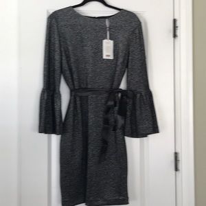 Ted Baker Black Sparkle Dress with Ribbon Belt